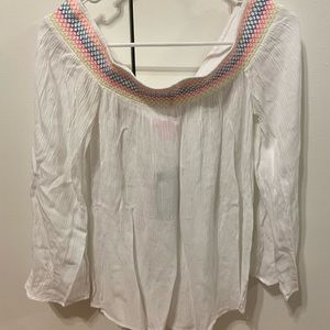 Lilly Pulitzer Size S White off the shoulder shirt with rainbow accent, NWT